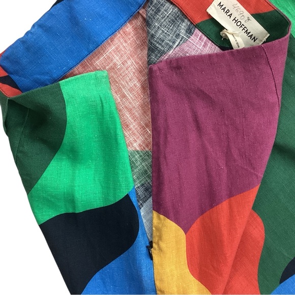 MARA HOFFMAN Sunja Colorblock Midi Skirt Women’s 10 Faux Wrap Multicolor Hemp - Picture 10 of 11